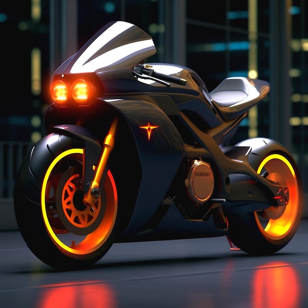 motorfiets donkergeel en lichtzwart