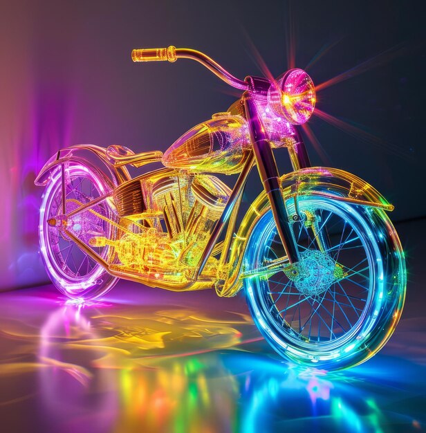 motorfiets in neonlicht