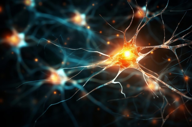 Motorisch neuron onder de microscoop in het lab zenuw verkoopt