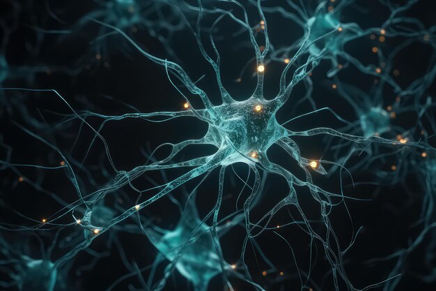 Foto motorisch neuron onder de microscoop in het lab