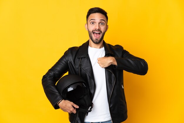 motorrijder Man poseren met helm