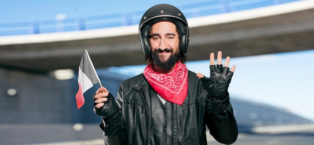 Motorrijder met een vlag van Frankrijk