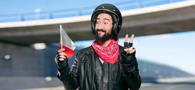 Motorrijder met een vlag van Frankrijk