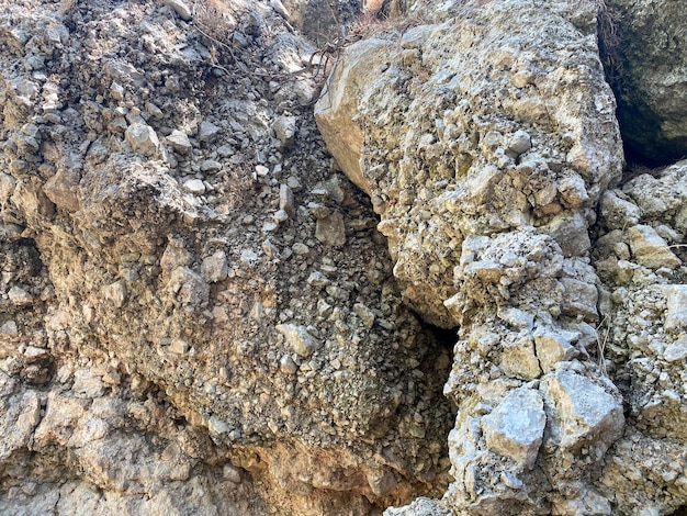 Mounds of different of stone and gravel grades