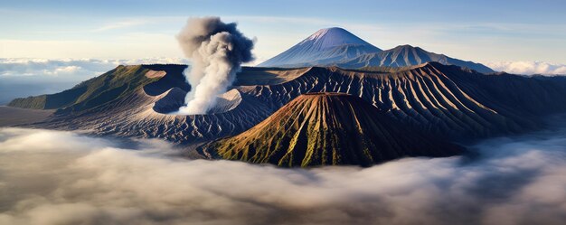 Photo mount bromo volcano tengger massif in east java indonesia generative ai