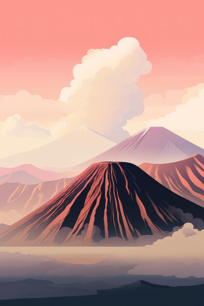 Foto mount bromo vulkaan tengger massief in oost-java indonesië illustratie generatieve ai