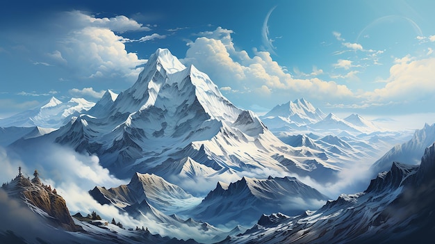 흰색 배경에 고립 된 에베레스트 산