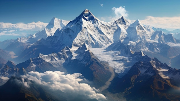 Mount Everest Nepal Tibet hoogste piek ruig terrein Gemaakt met generatieve AI-technologie