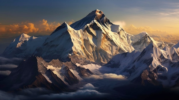 에베레스트 산 네팔 세계 최고봉 장엄한 정상 제너레이티브 AI 기술로 탄생
