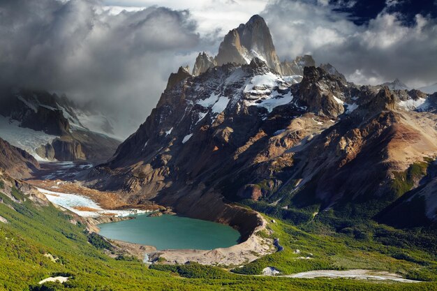 Mount Fitz Roy and laguna Torre Los Glaciares National Park Patagonia Argentina