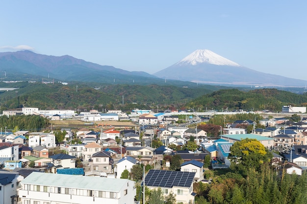 Mount Fuji en de stad Shizuoka