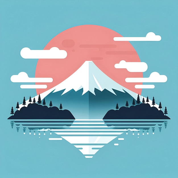 Mount Fuji flat vector skyline
