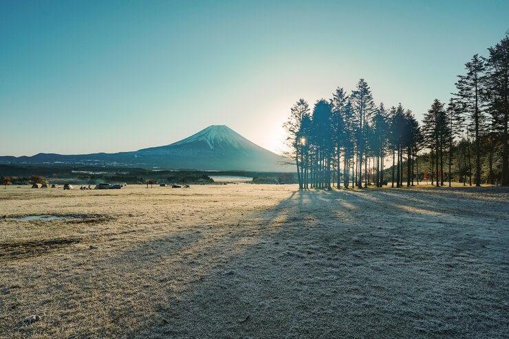 Photo 富士山富士山と日の出日本