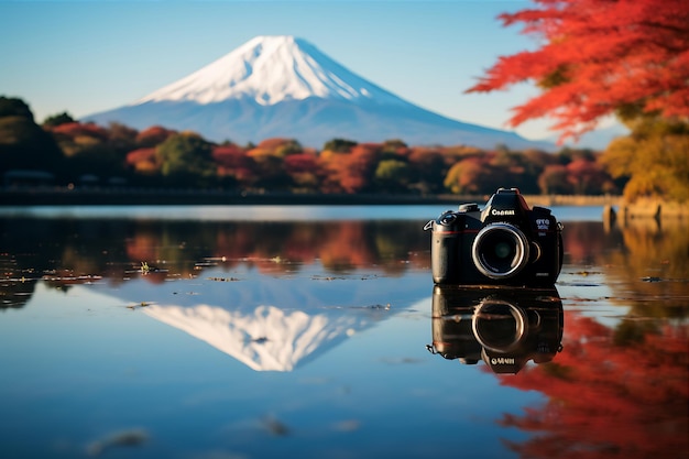 写真 湖 に 反映 さ れ て いる 富士 山