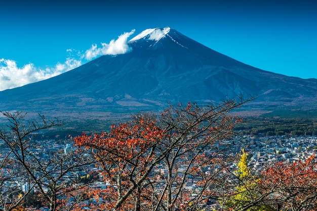 Vista del monte fuji dalla pagoda rossa