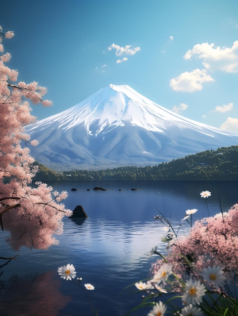 Гора Фудзи с Сакурой