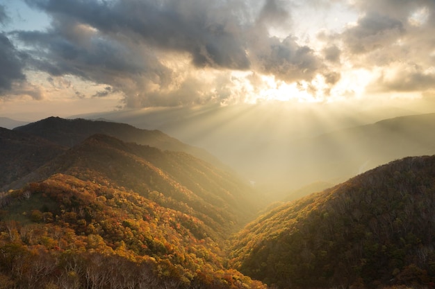 Mount Hangetsuyama-zonsondergang in Japan