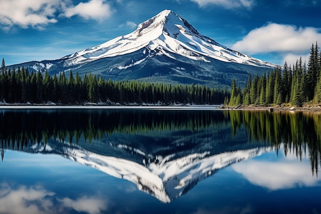 Mount hood reflection in trillium lake oregon usa beautiful natural landscapes ar 32 c 25