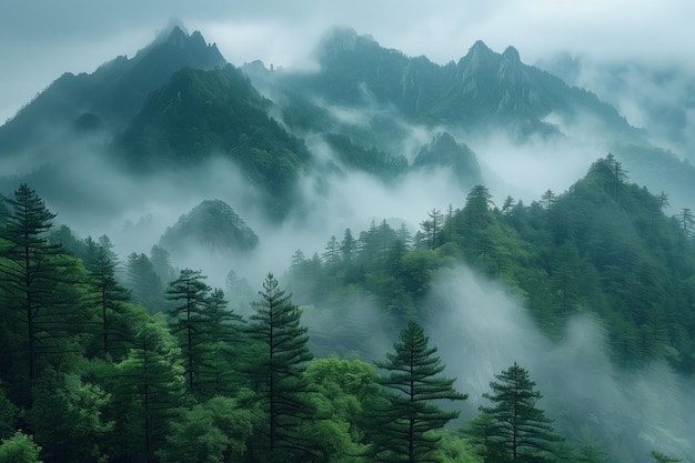 Mount Huangshan in the mist Huangshan National Park China