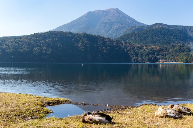 Mount Kirishima and lake