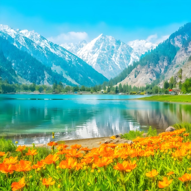 Photo mount lake view picture in kashmir 1