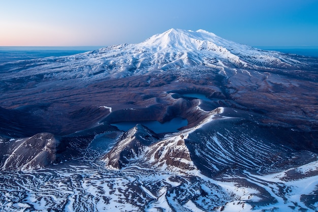 Foto monte ruapehu e tama lakes dalla vetta del monte ngaruhoe tongariro national park nuova zelanda