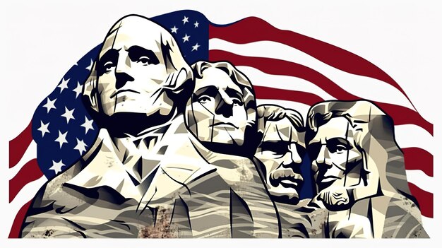 Mount Rushmore and flag USA Generative ai