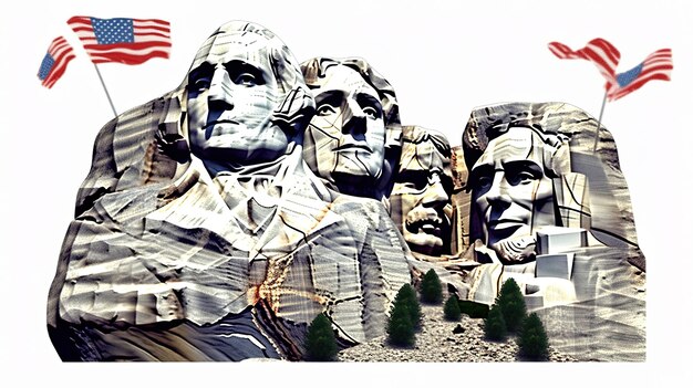 Foto mount rushmore e bandiera usa generative ai