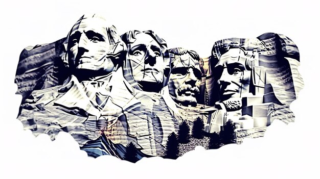 Mount Rushmore and flag USA Generative ai