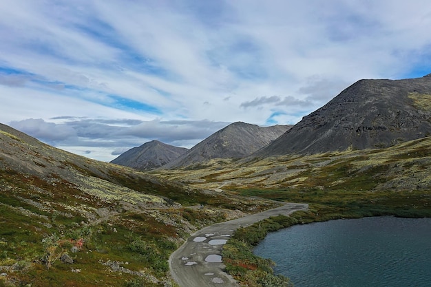 Mountain altai river top view drone, landscape altai tourism\
top view