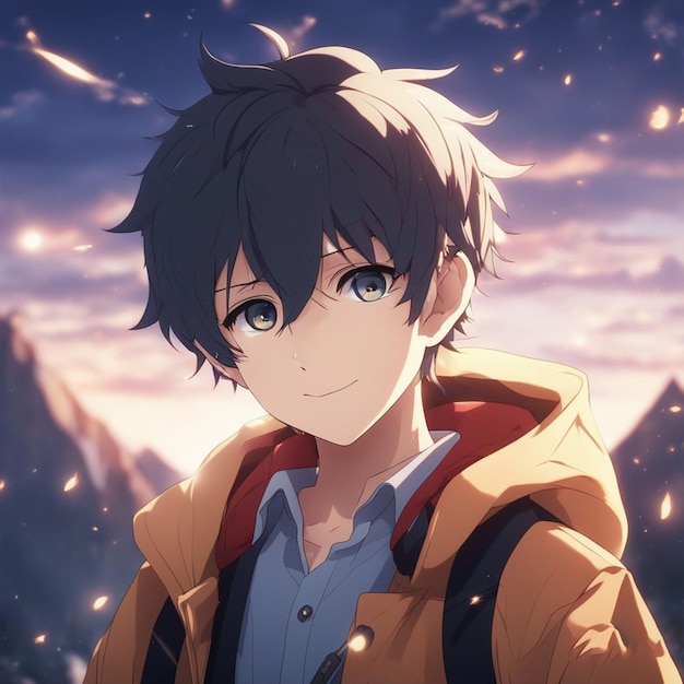 Premium AI Image  Mountain anime magic boy wallpaper