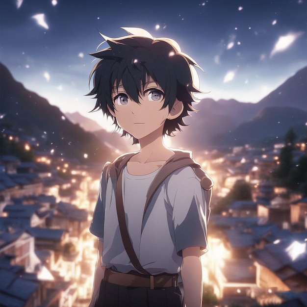 Mountain anime magic boy wallpaper