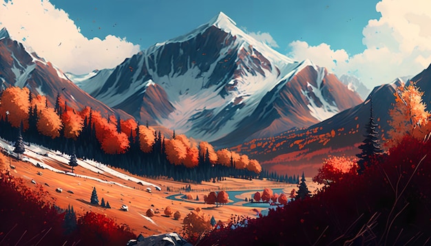 A mountain in the autumn
