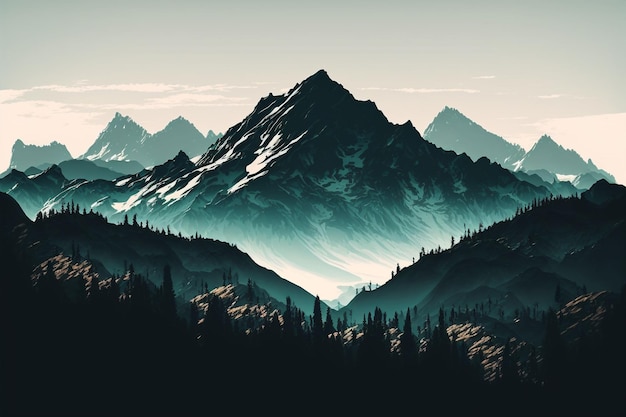 Photo mountain background, generative ai