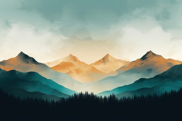 Photo mountain background illustration ai generativexa