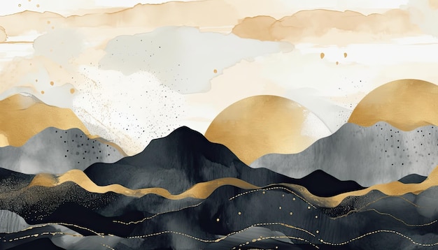 Mountain background Minimal landscape simple style digital wallpaper illustration Generative AI