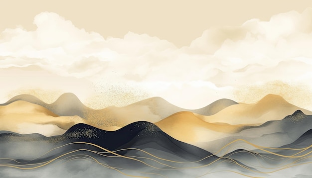 Mountain background Minimal landscape simple style digital wallpaper illustration Generative AI