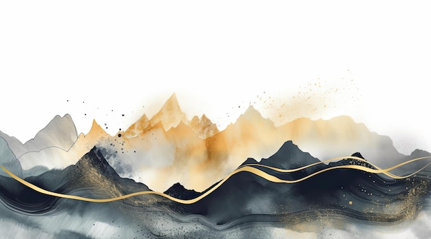 Mountain background Minimal landscape simple style digital wallpaper illustration Generative AI