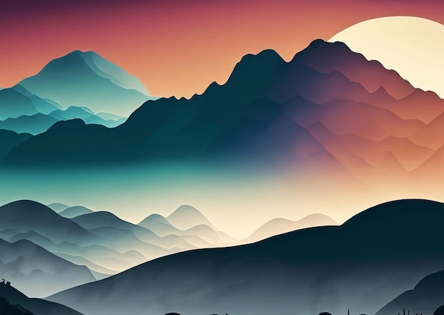 mountain background with layers of mountains fading