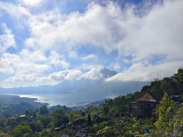 A mountain in the background