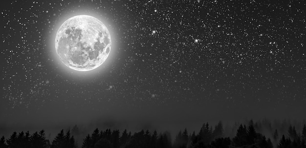Фото Горные фоны ночное небо со звездами и луной и облаками