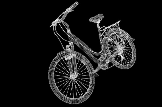 Mountain Bicycle 3D model, body structure , wire model