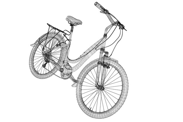 Mountain Bicycle 3D model, body structure , wire model