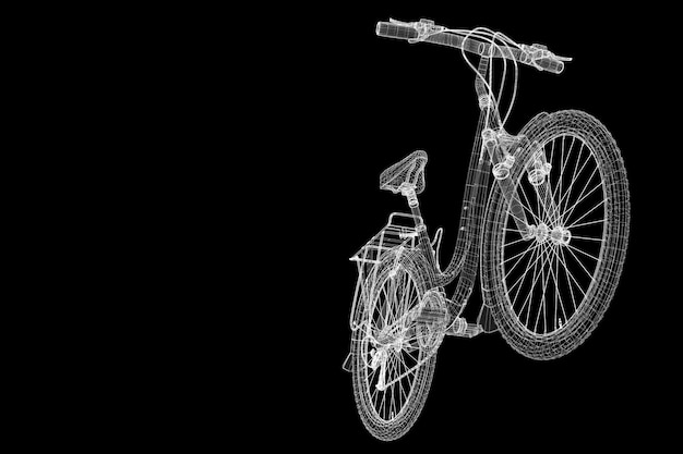 Mountain Bicycle 3D-model, carrosseriestructuur, draadmodel