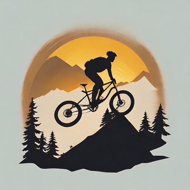 Mountain Bike Downhill Silhouette