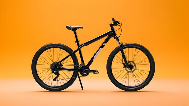 Mountain bike on a orange background 3d rendering