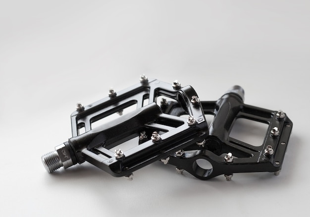 Mountain bike pedals on an isolated white background