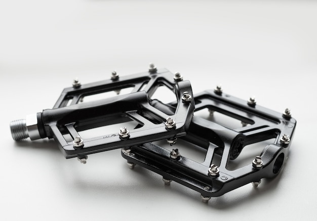 Mountain bike pedals on an isolated white background