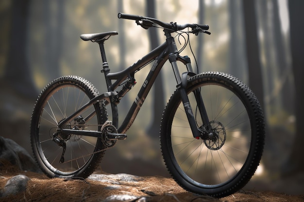 A mountain bike with a black frame