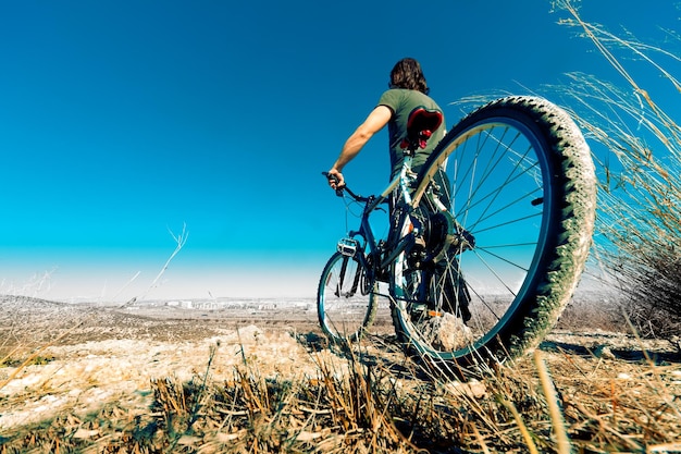 Mountain bike and young man